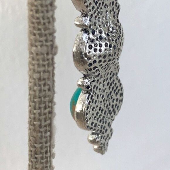 Turquoise & Amber Glass Drop Earrings – Sculptural Thai Style - Picture 9 of 12